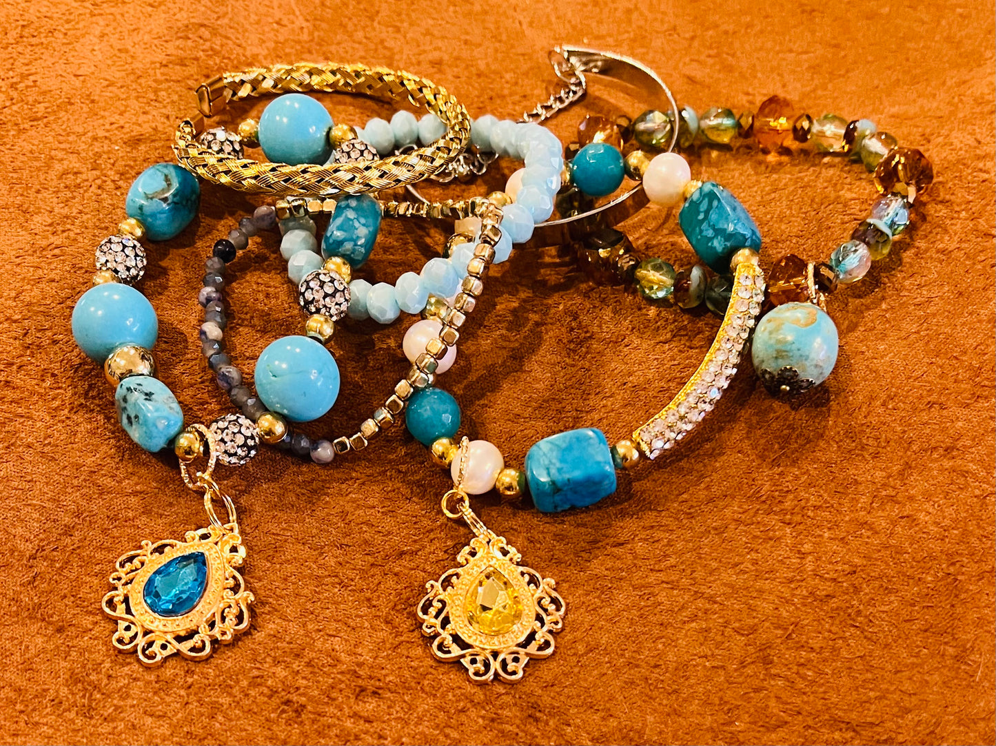 Blue Jade Stacker Set of 7