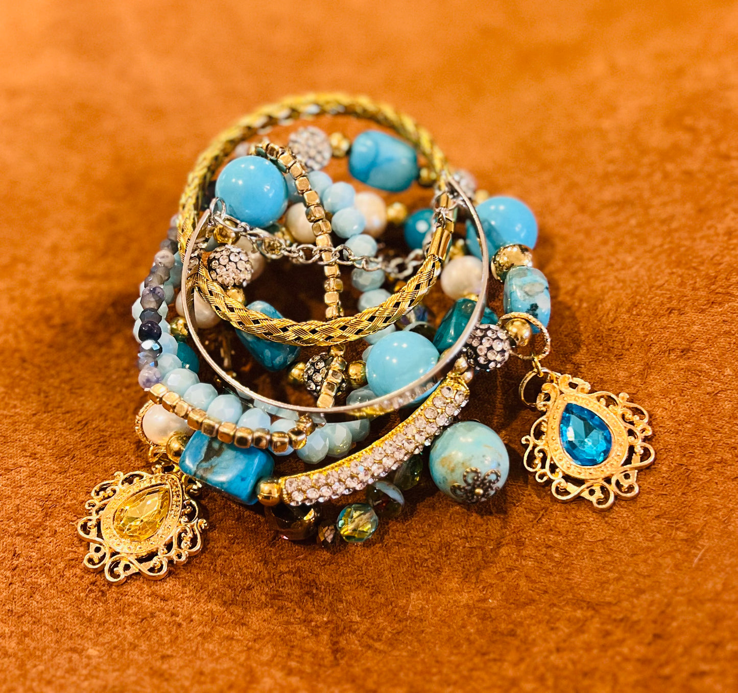Blue Jade Stacker Set of 7
