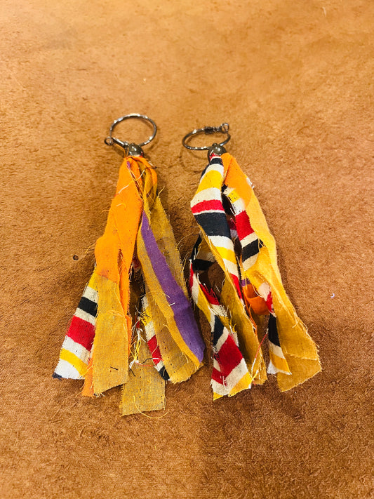 Gunmetal Hoop Kantha Earrings