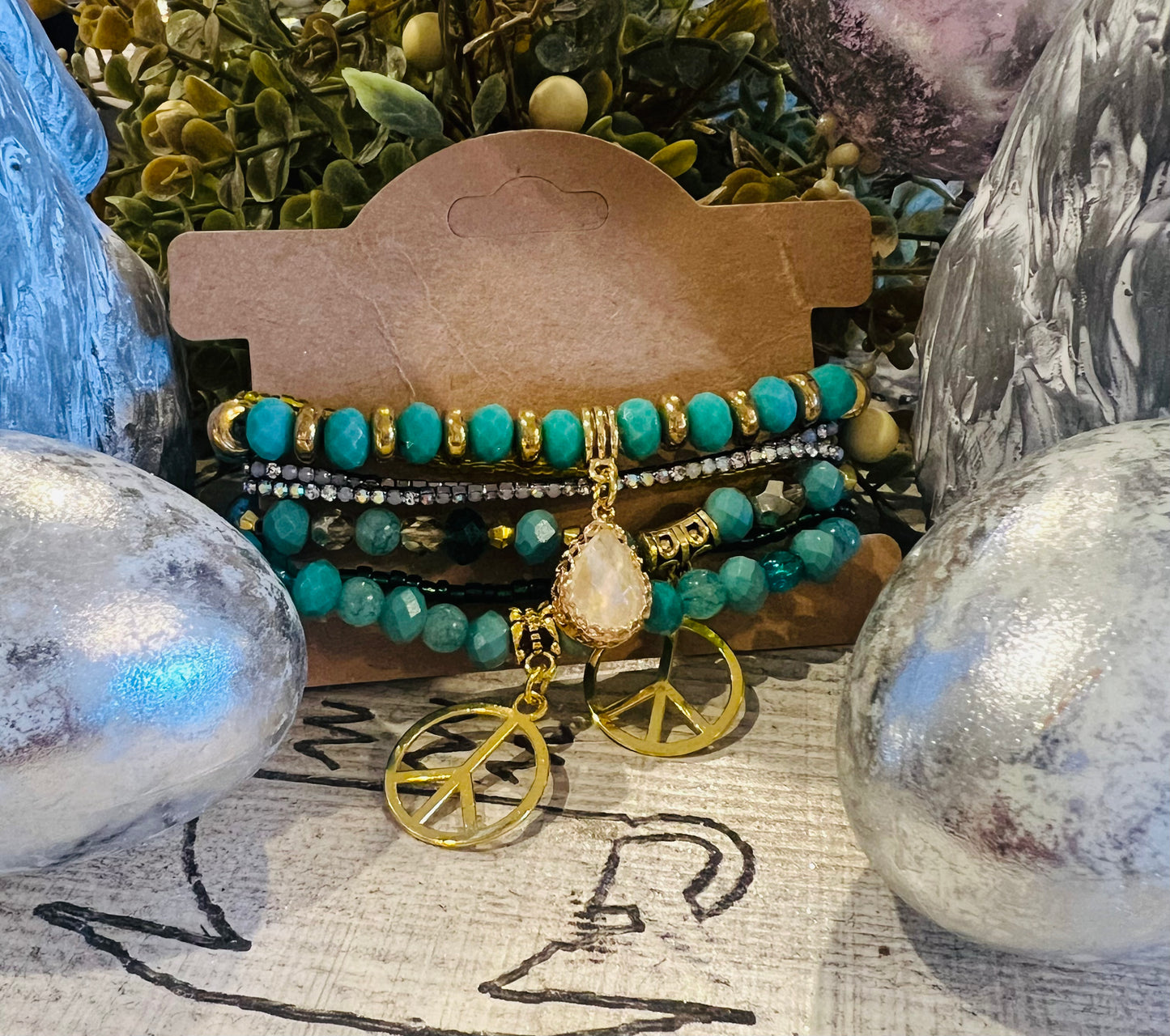 Green Peace 7pc Stacker Bracelet Set
