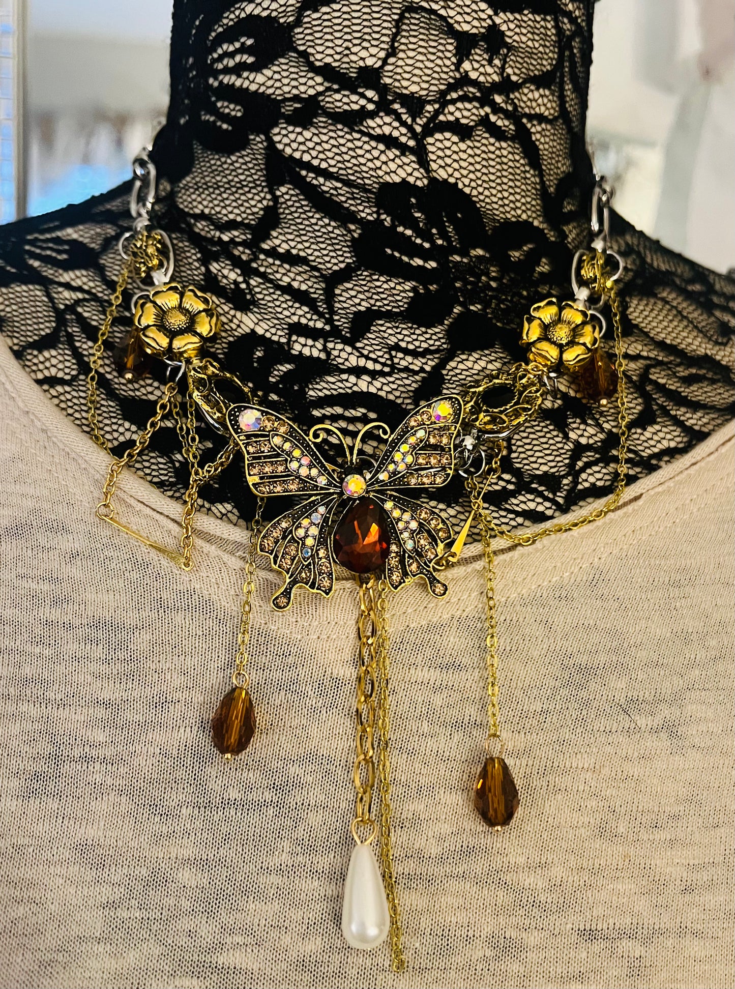 Amber Butterfly Choker