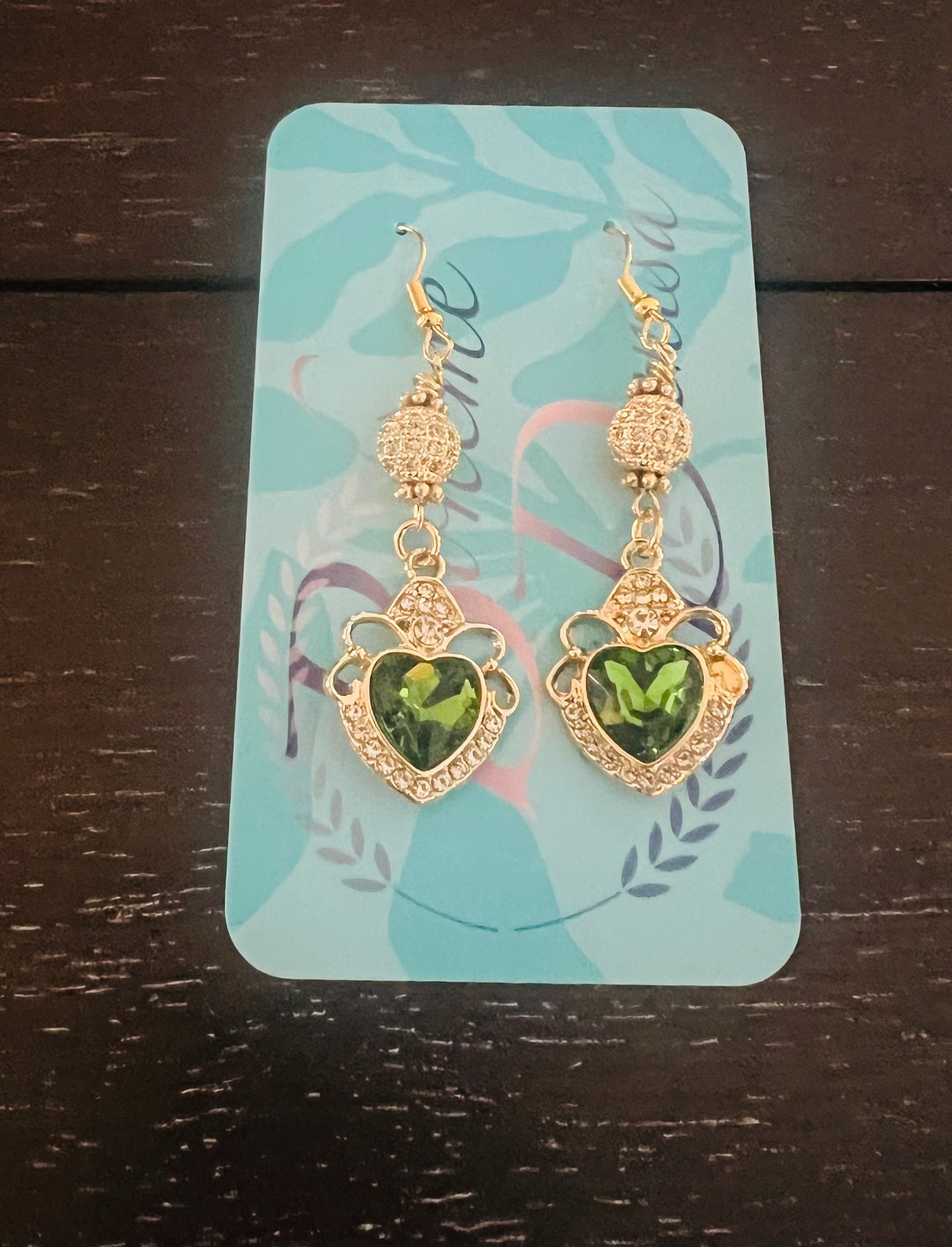 Green Heart Earrings