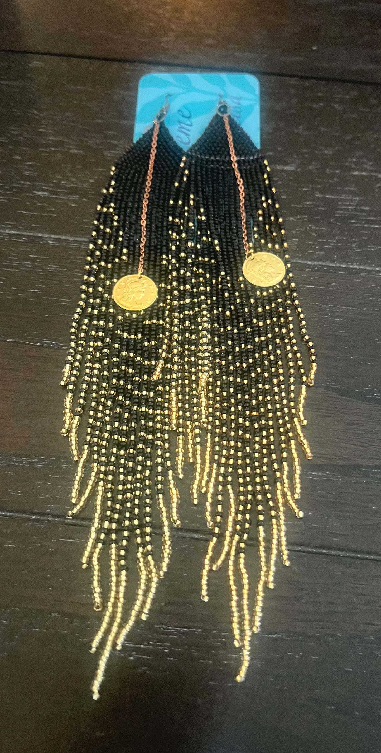 Gold Coin Beaded Earrings