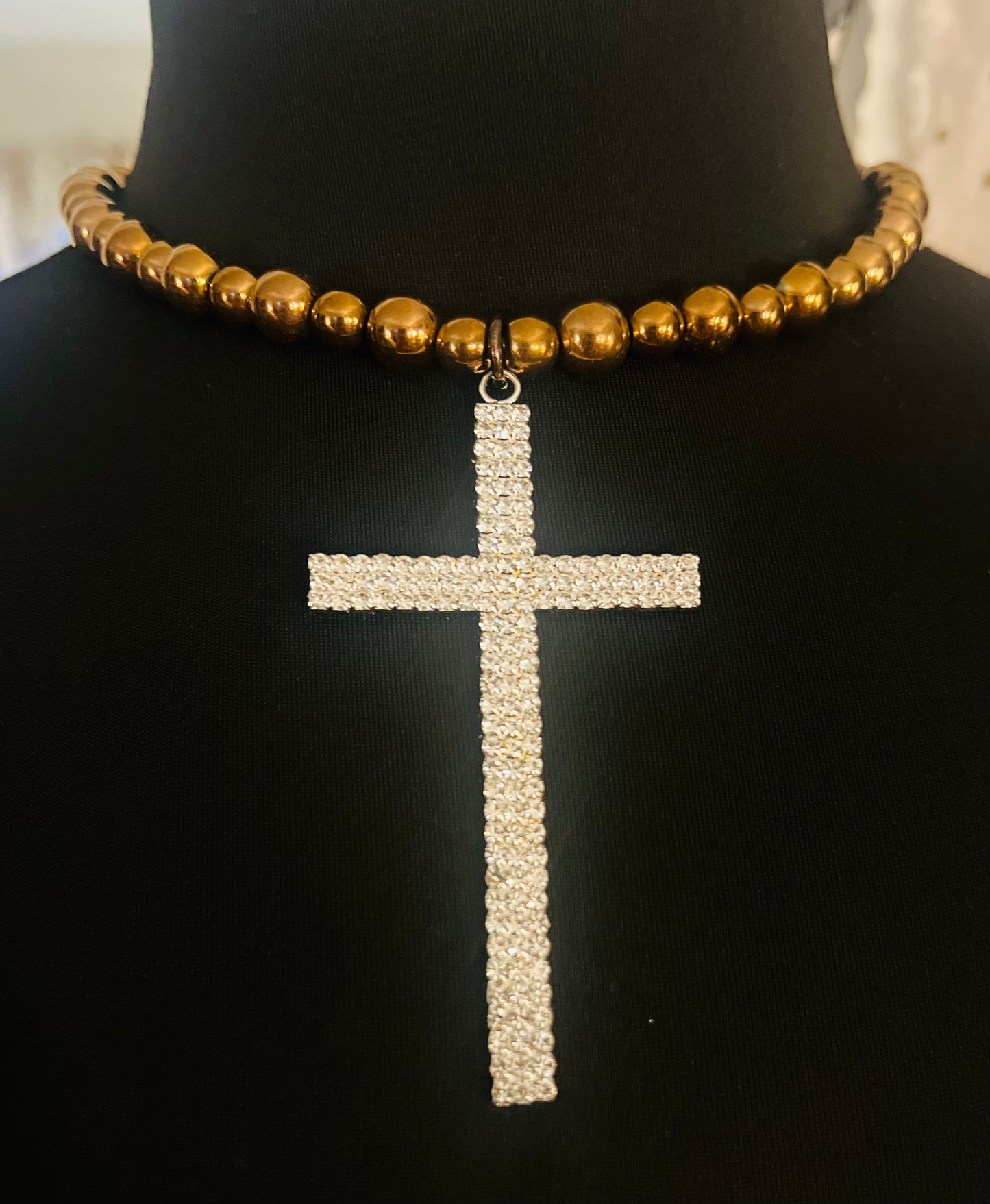 Big Crystal Cross Necklace