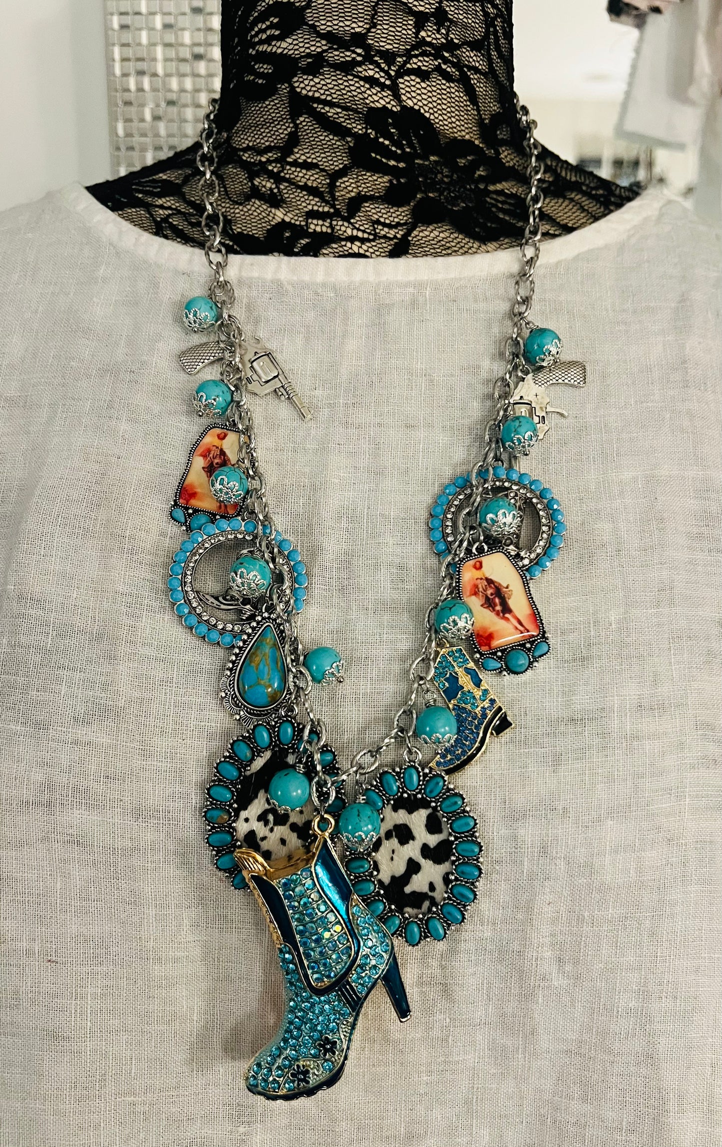 Blue Boot Necklace