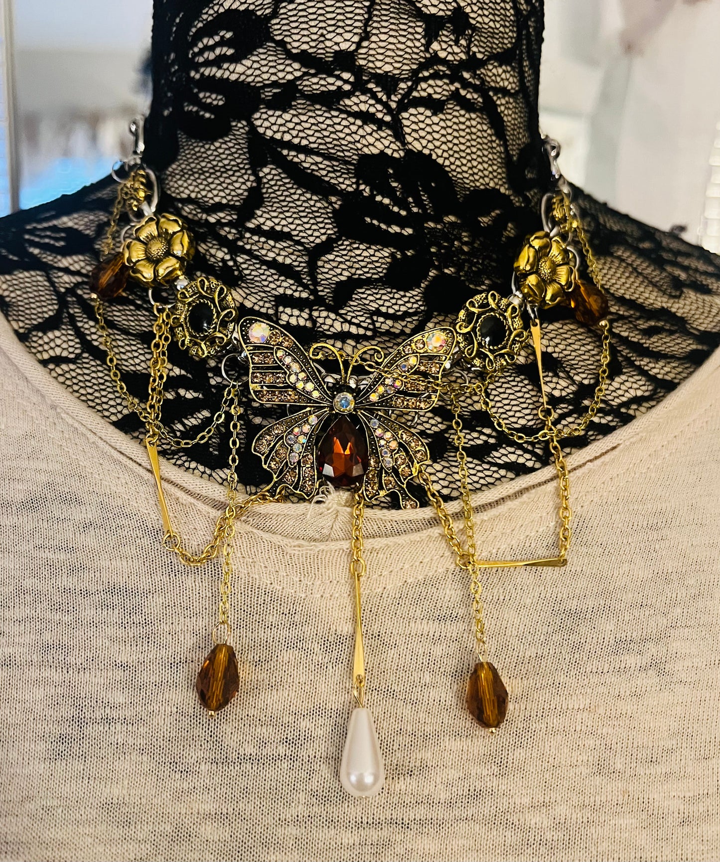 Amber Butterfly Choker