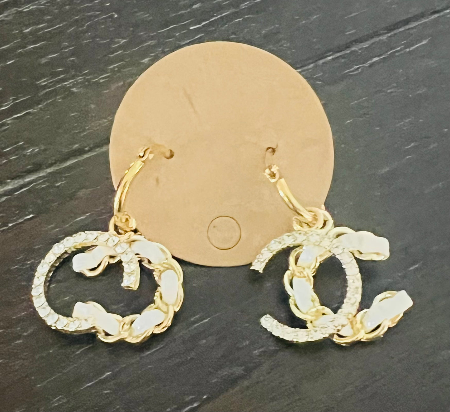 White Double C's Earrings