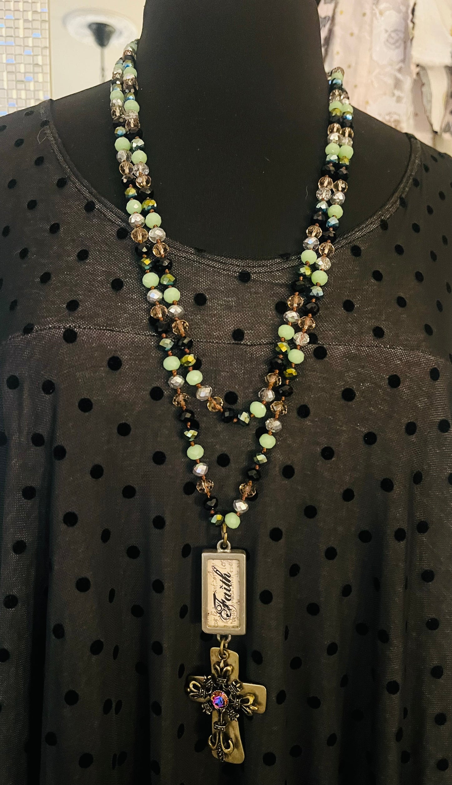 Faith Beaded Necklace Pendant