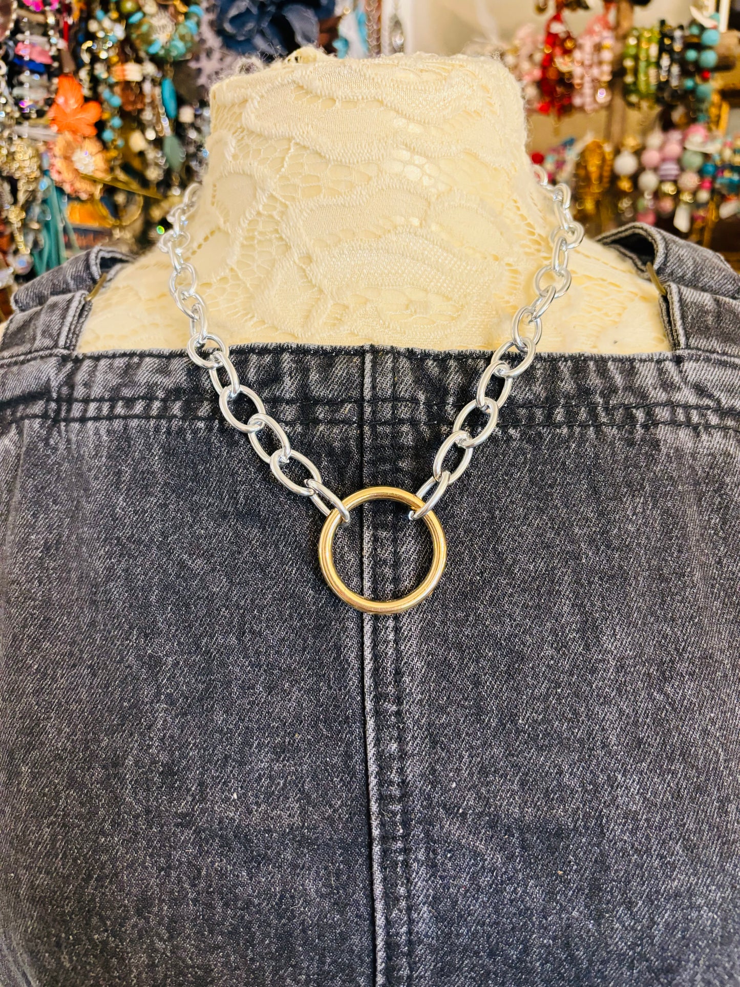 Silver and gold necklace