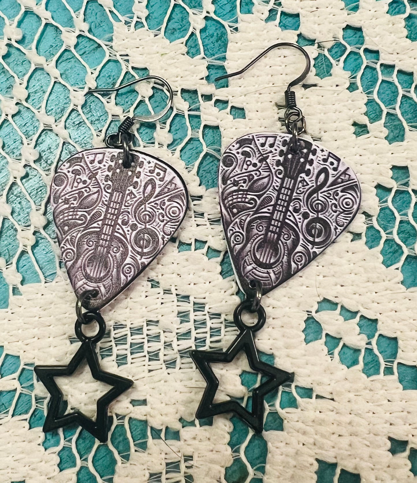 Star Guitar Pic Earrings