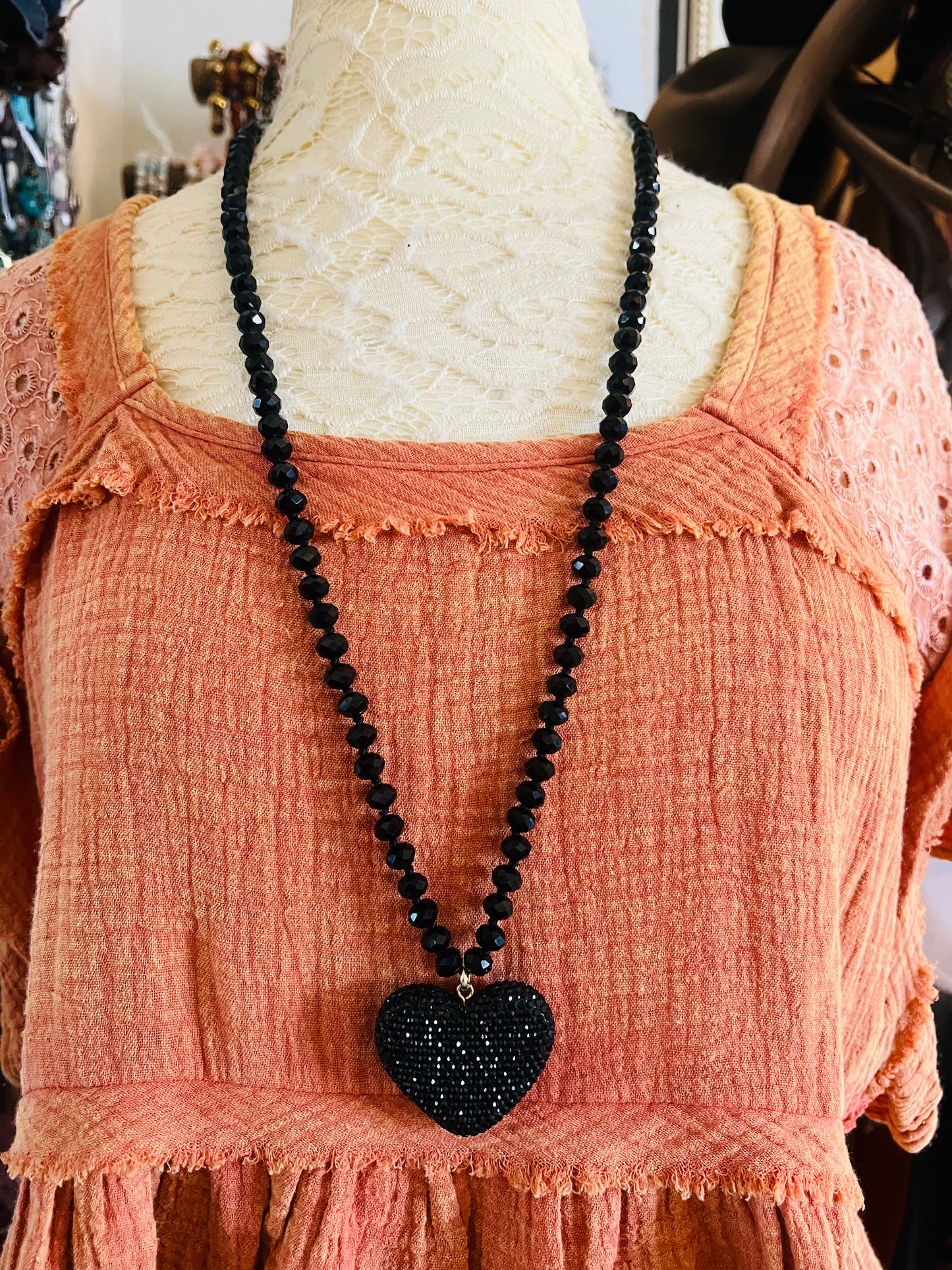 Black Hearts Shine Necklace