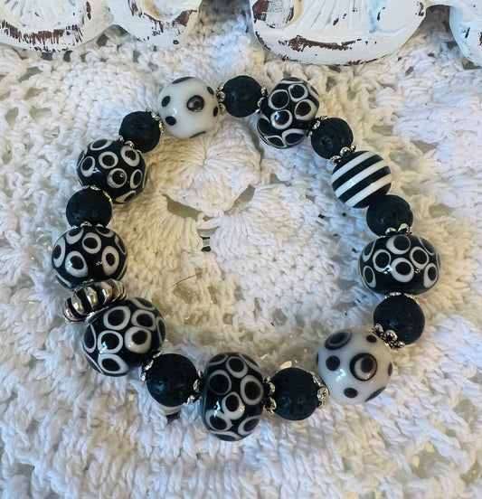 Black and white retro fun bracelet