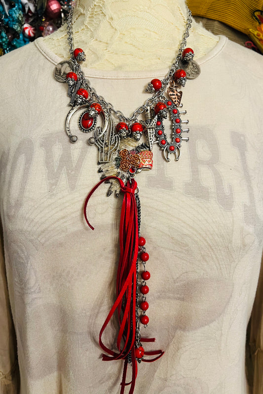 Indian in Red Necklace