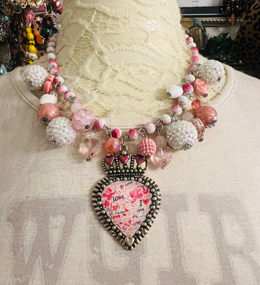 Pink Heart Bubble Necklace