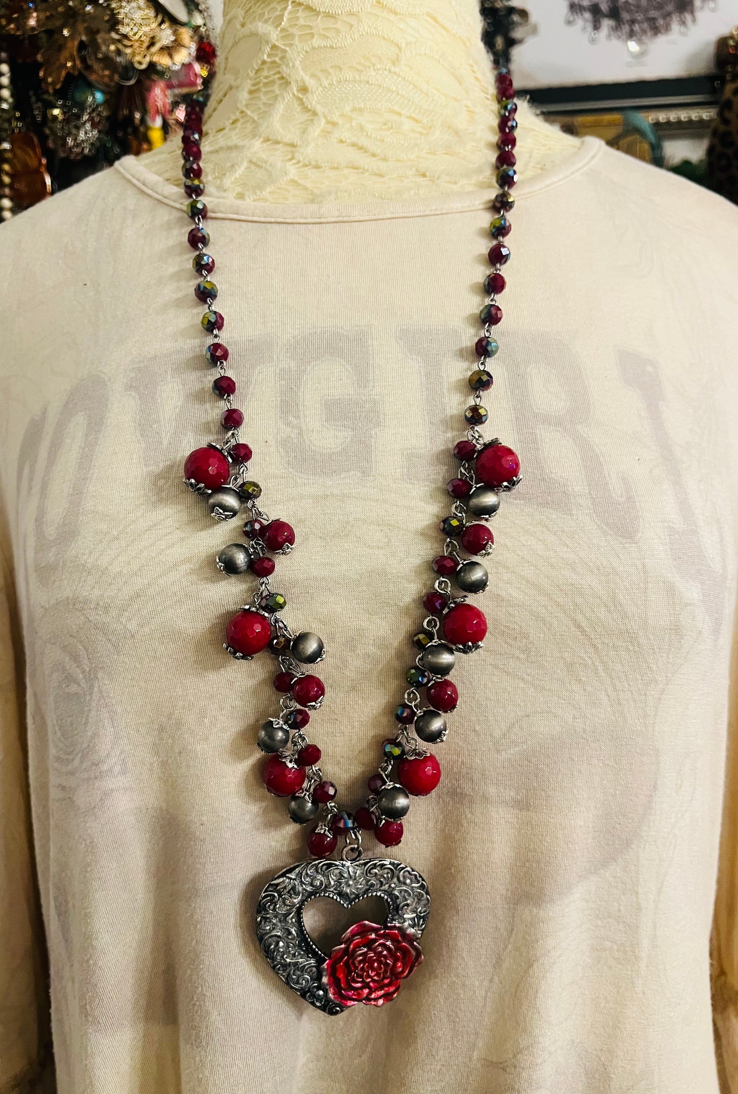 Open Heart Flower Necklace