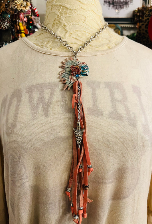 Pink Navajo Headdress Choker