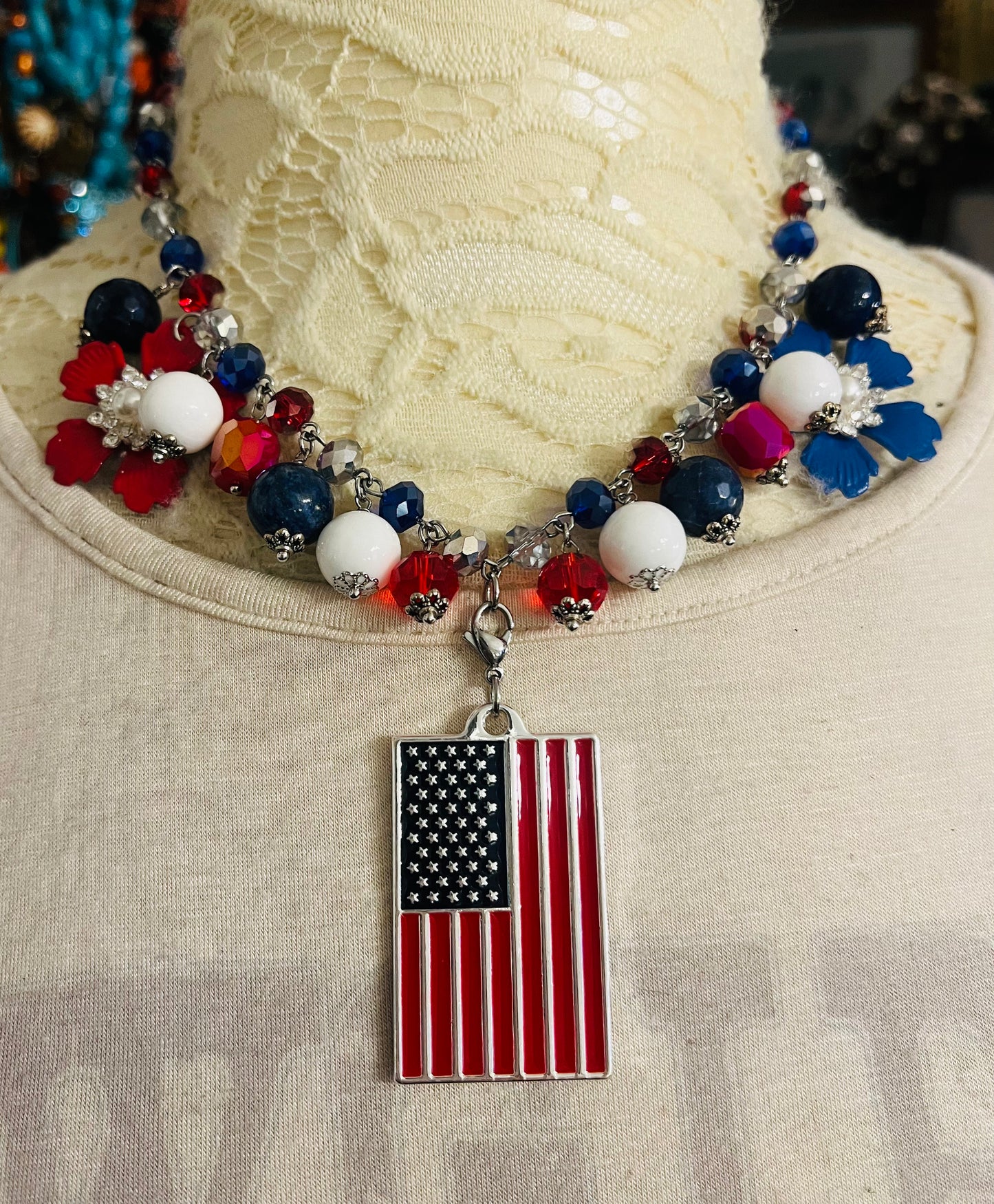 Reversible Americana Flag Necklace