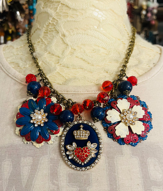 Americana Crown Floral Necklace