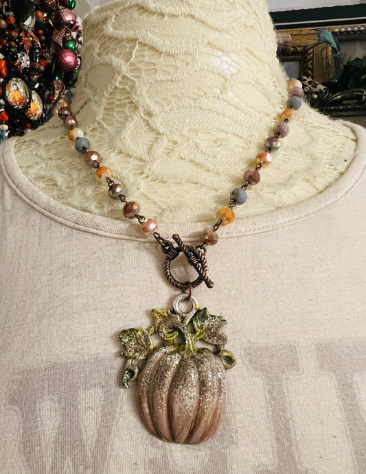 Frosted Pumpkin Spice Pendant Necklace