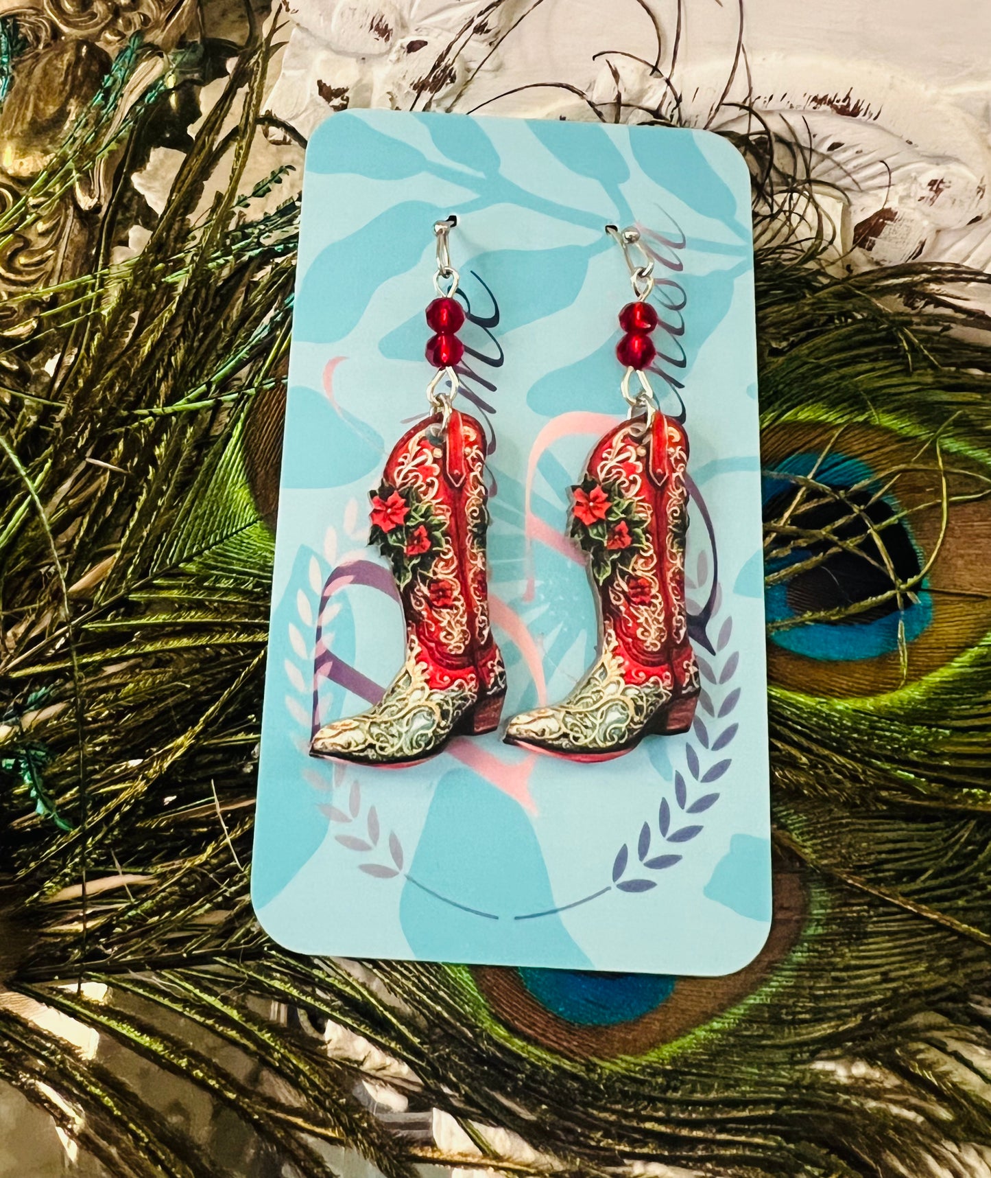 Crystal Drop Cowgirl Boot Earrings