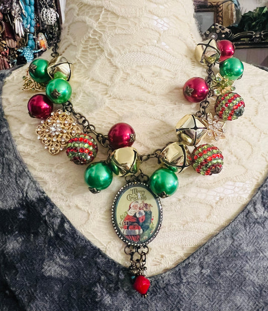 Jingle Bell Vintage Christmas Necklace