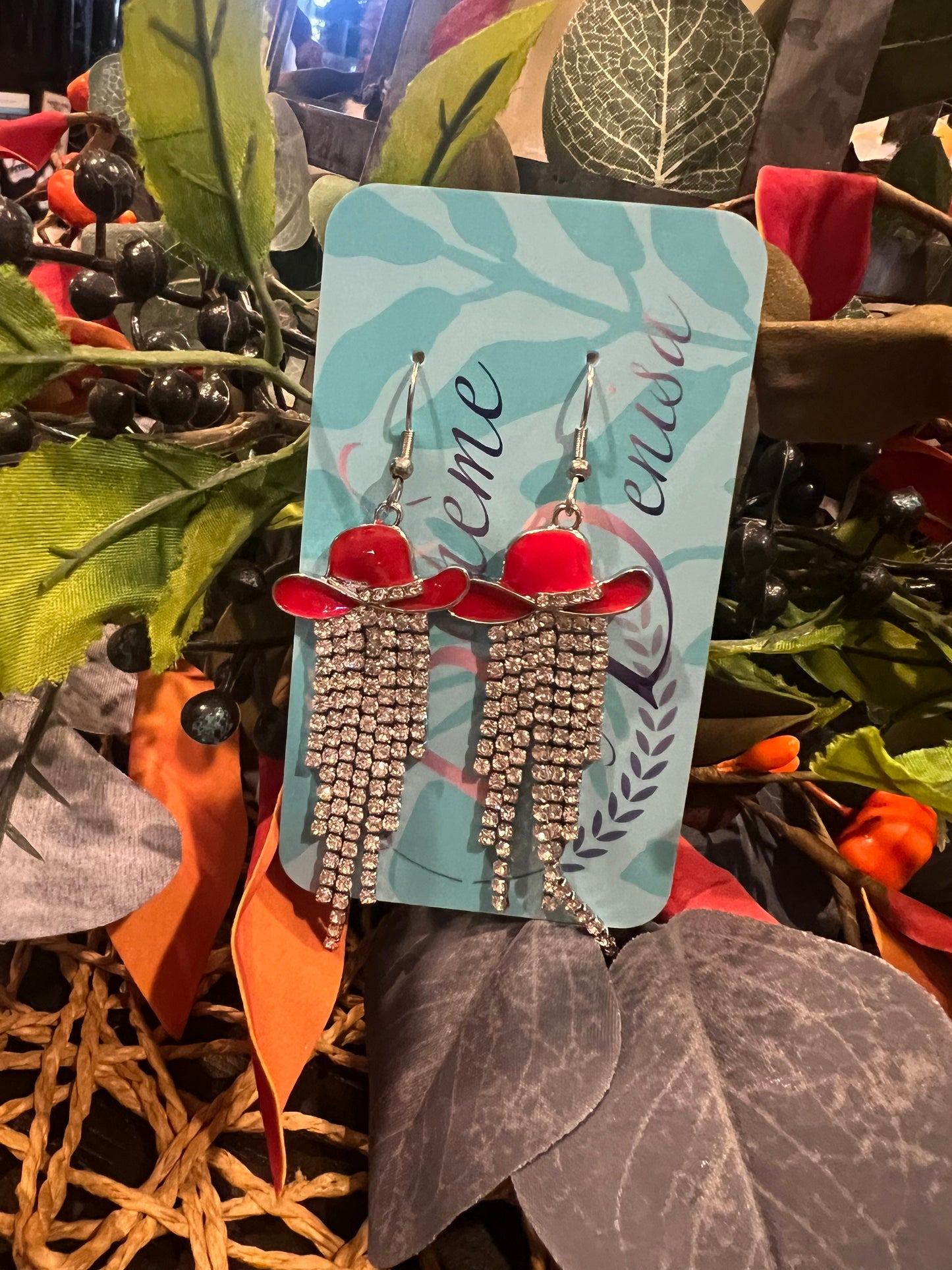 Red Hat Bling Earrings