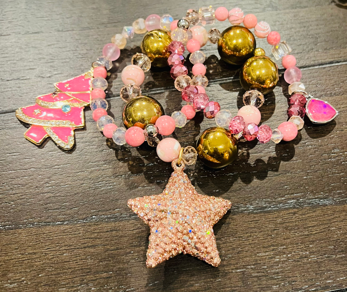 Pink and Gold Christmas Stacker