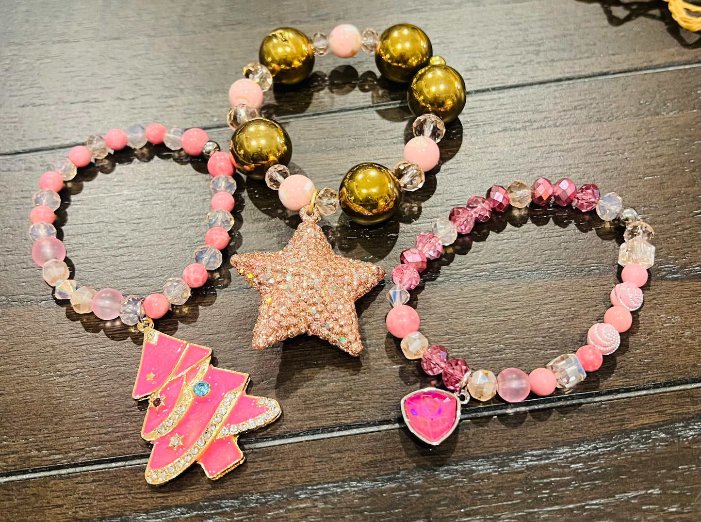 Pink and Gold Christmas Stacker