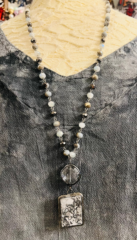 Grey Stone Necklace