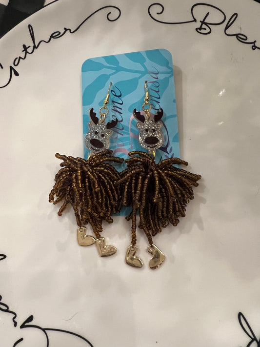 Reindeer Seed bead earrings