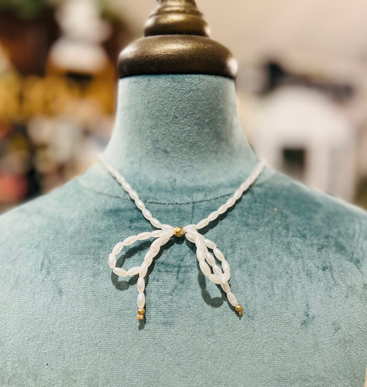 Pearl Bow Necklace Choker