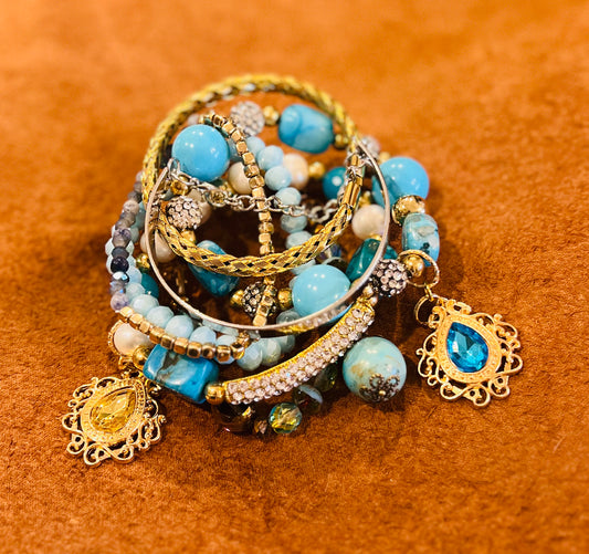 Blue Jade Stacker Set of 7