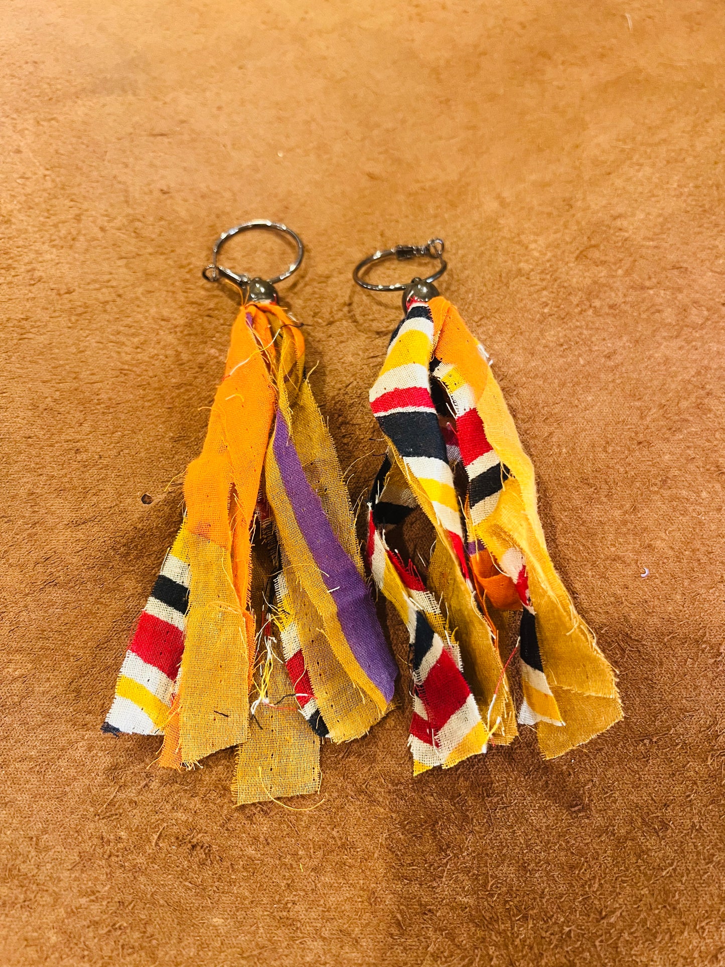 Gunmetal Hoop Kantha Earrings