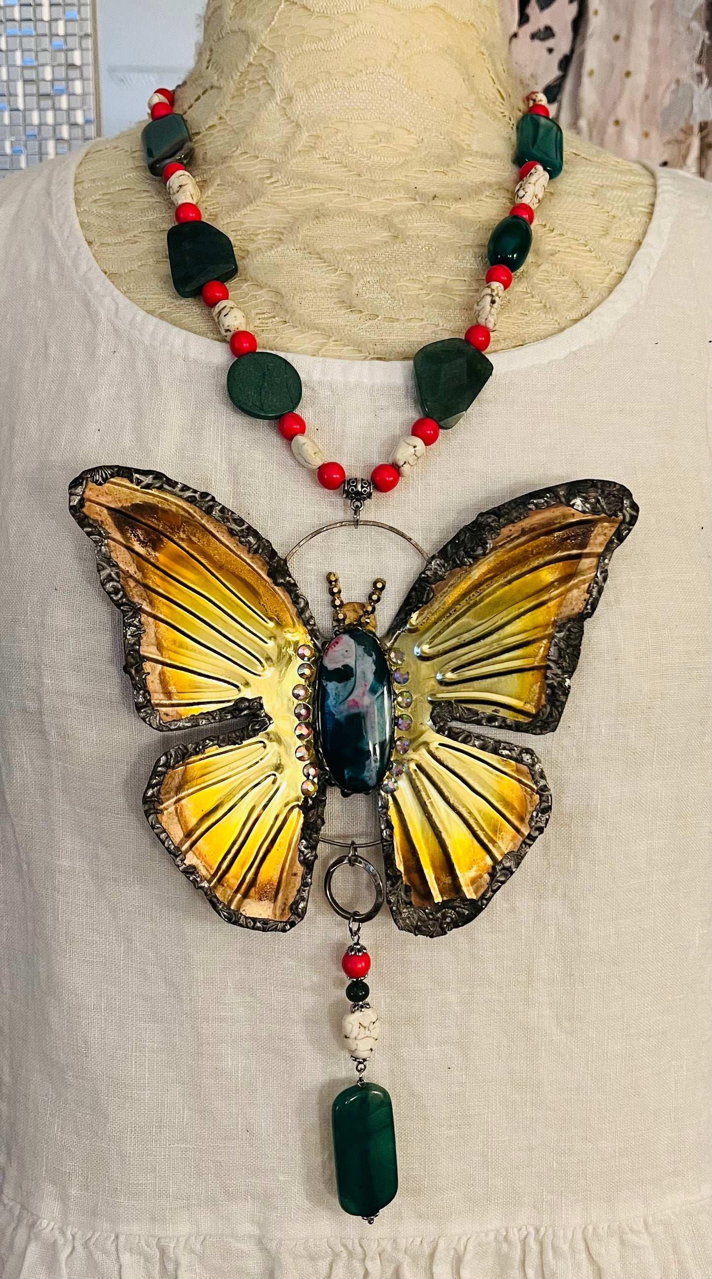 Spring Artisan Butterfly Necklace