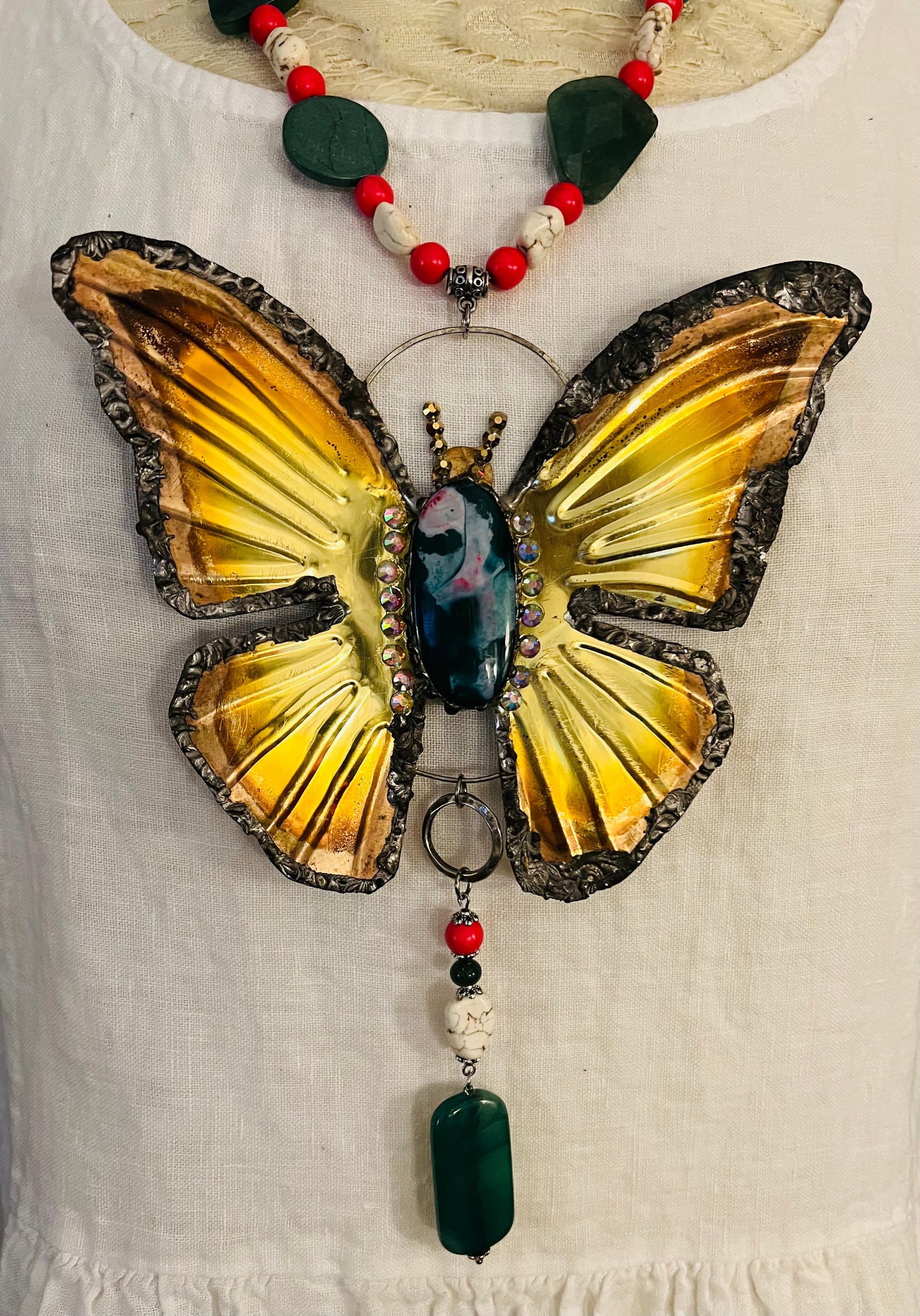 Spring Artisan Butterfly Necklace