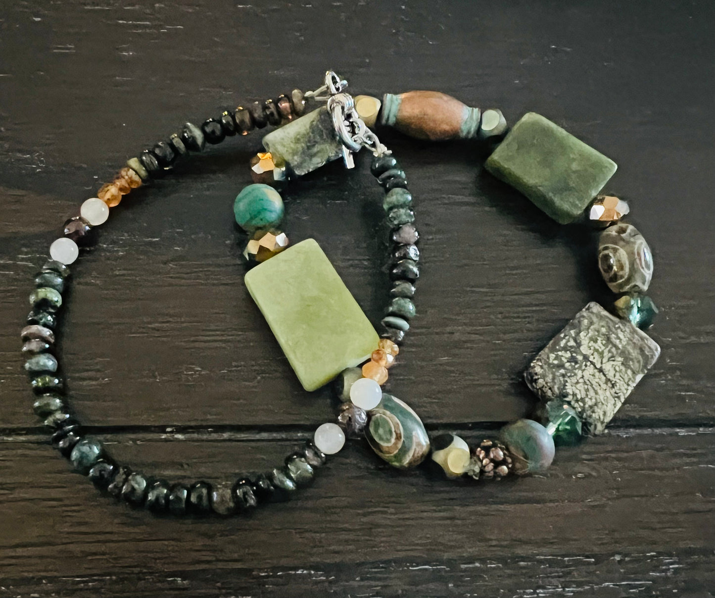 Jaded Stone Necklace & Bracelet Set