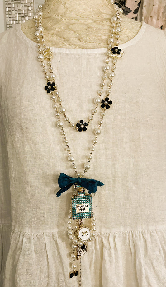 Tiffany Blue Designer Dupe Parfume Necklace