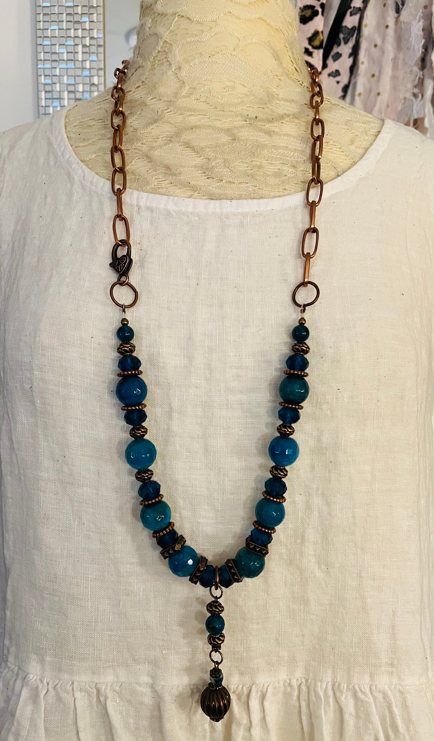 Deep Blue Ocean Waves Necklace