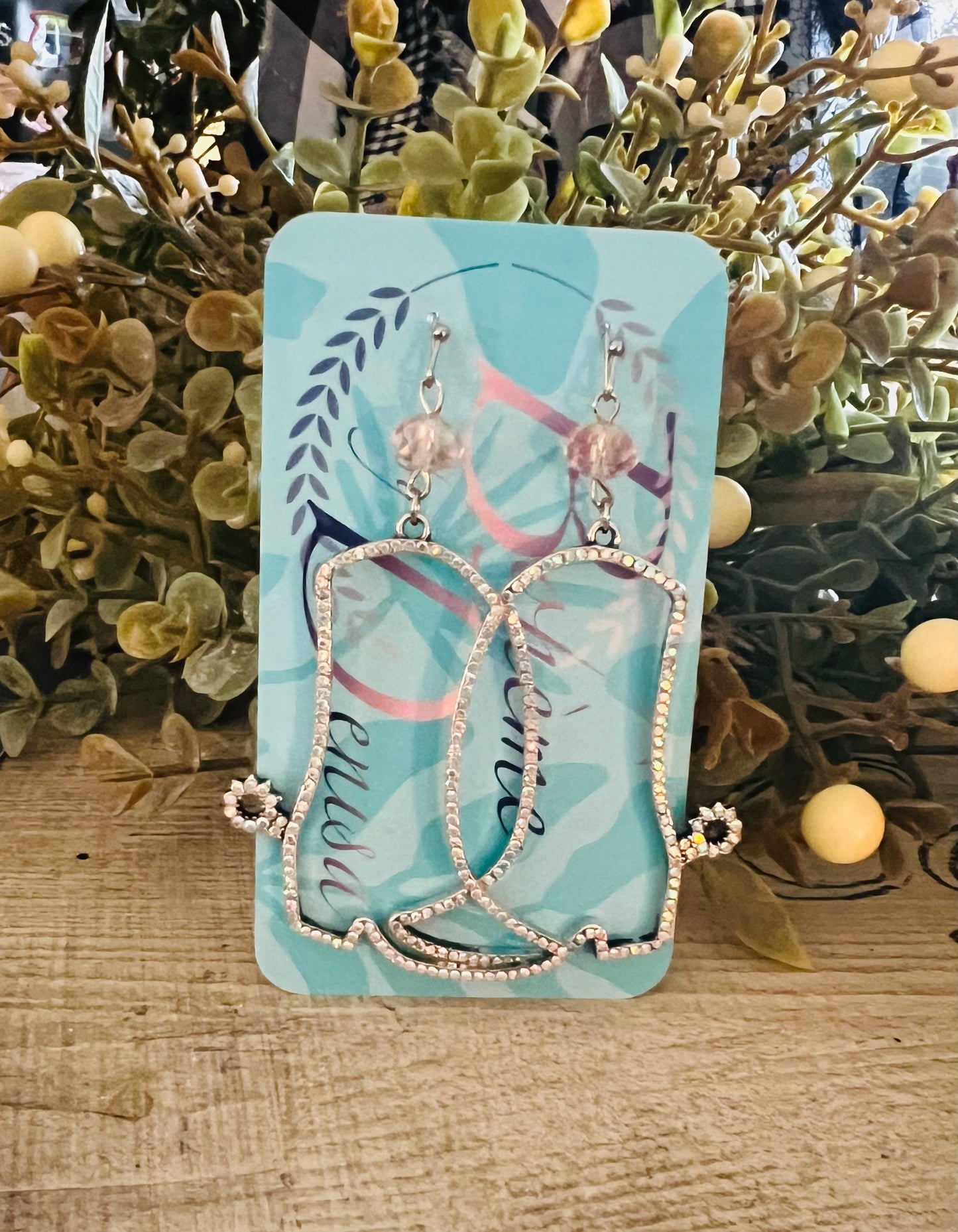 Rhinestone Boot Earrings