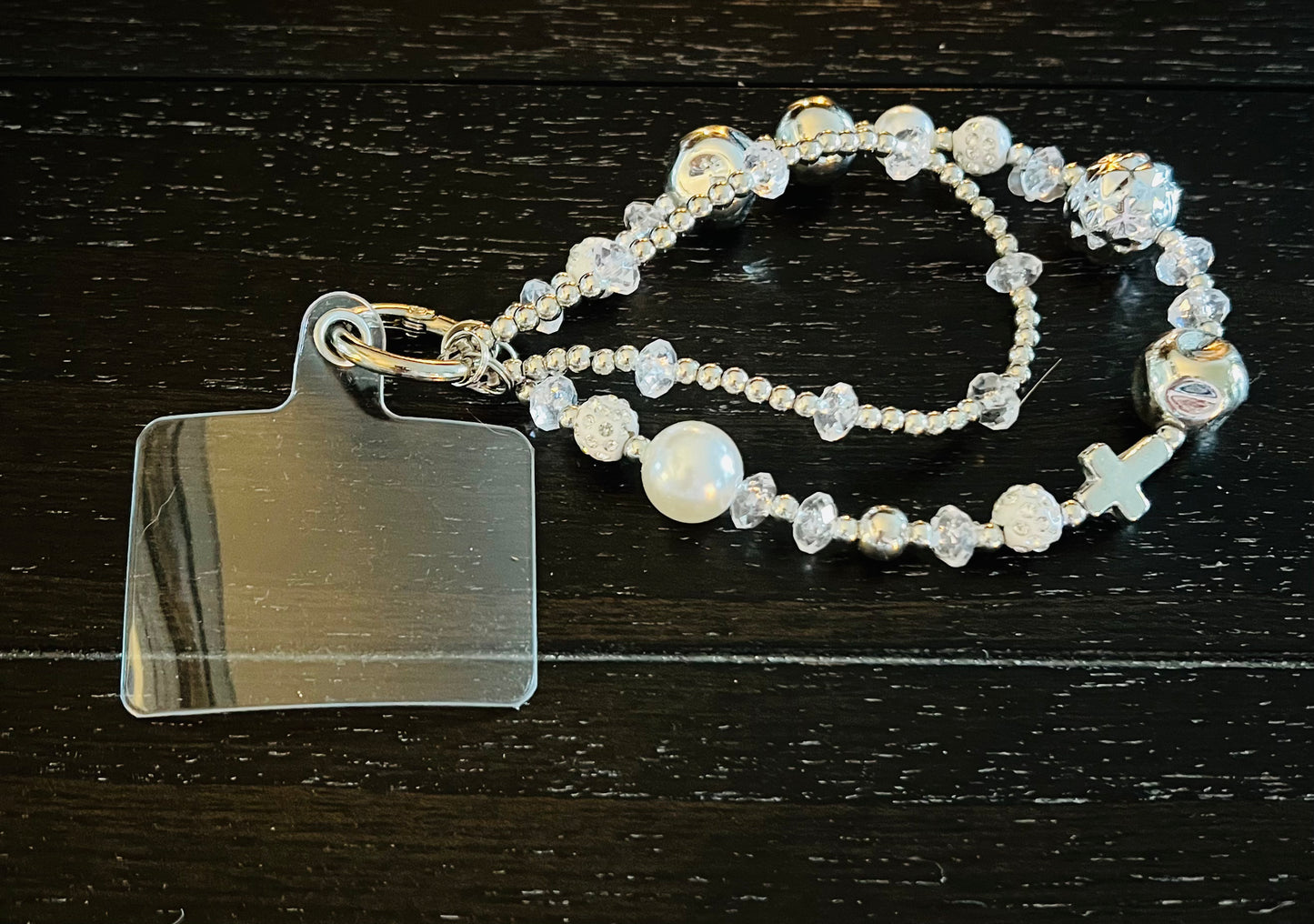 Beaded Cross Phone Wristlet