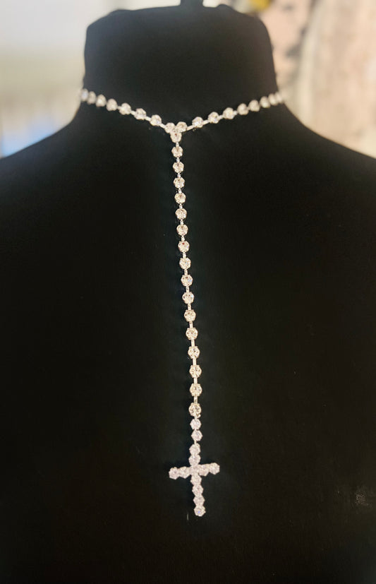 Lariat Rhinestone Cross Necklace