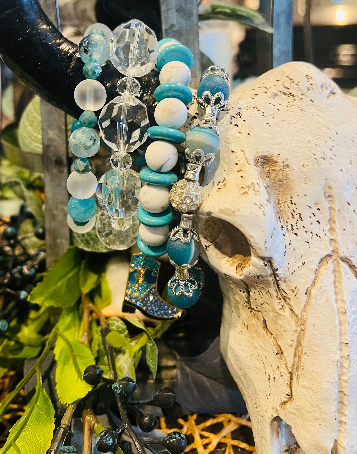4pc. Stacker Blue Gem Bracelet Set