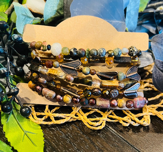 6pc Stacker Bracelet Heart Set
