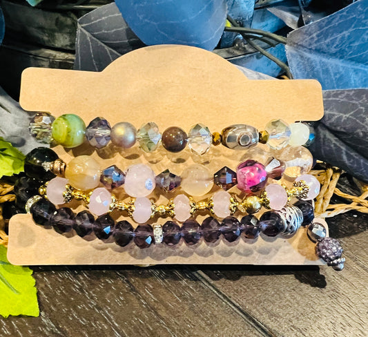 4pc Visions of Purple Bracelet Stacker Set