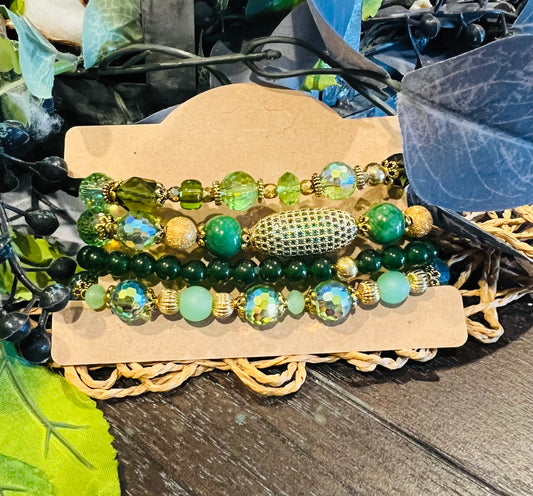 Green 4pc Sparkle Bracelet Stacker Set