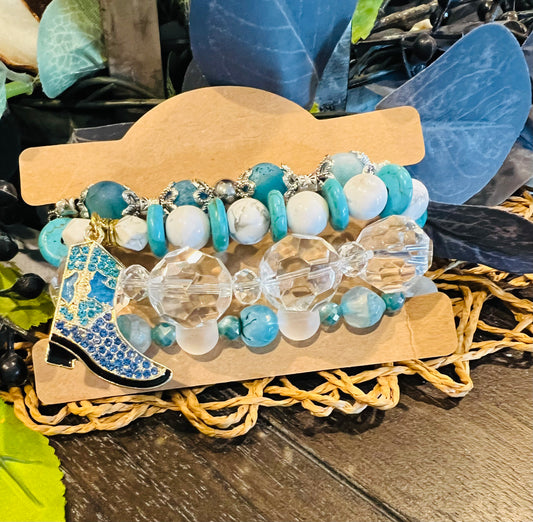4pc. Stacker Blue Gem Bracelet Set