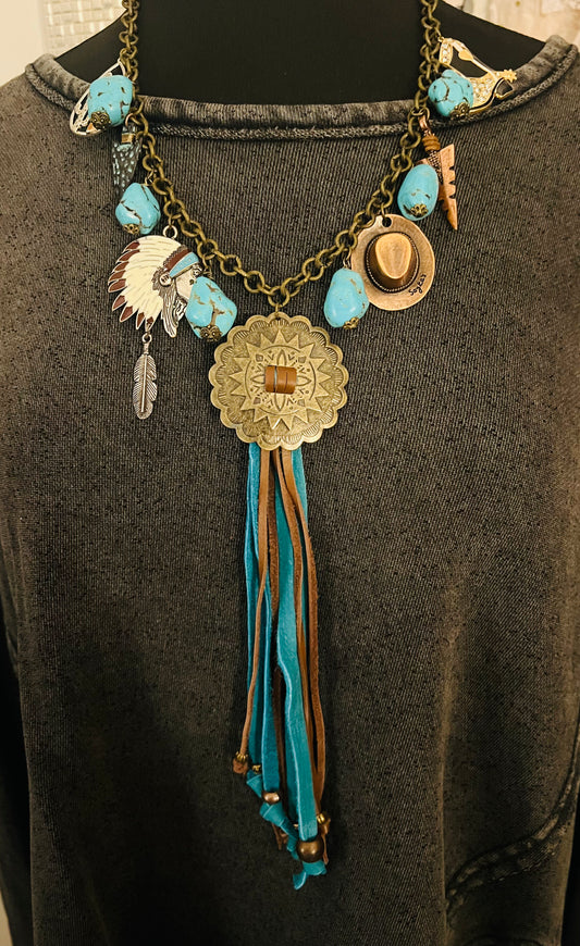 Concho Tassel Necklace