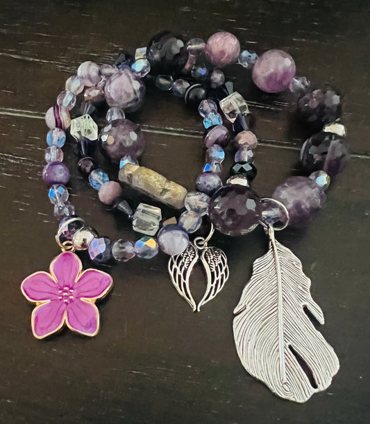 Amethyst Stacker Bracelet Set