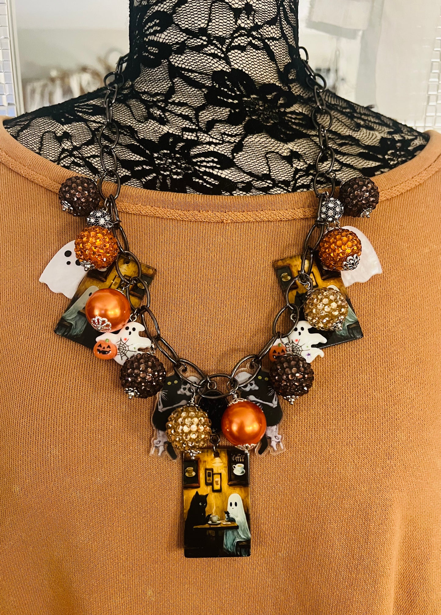 Cat & Ghost Teatime Necklace