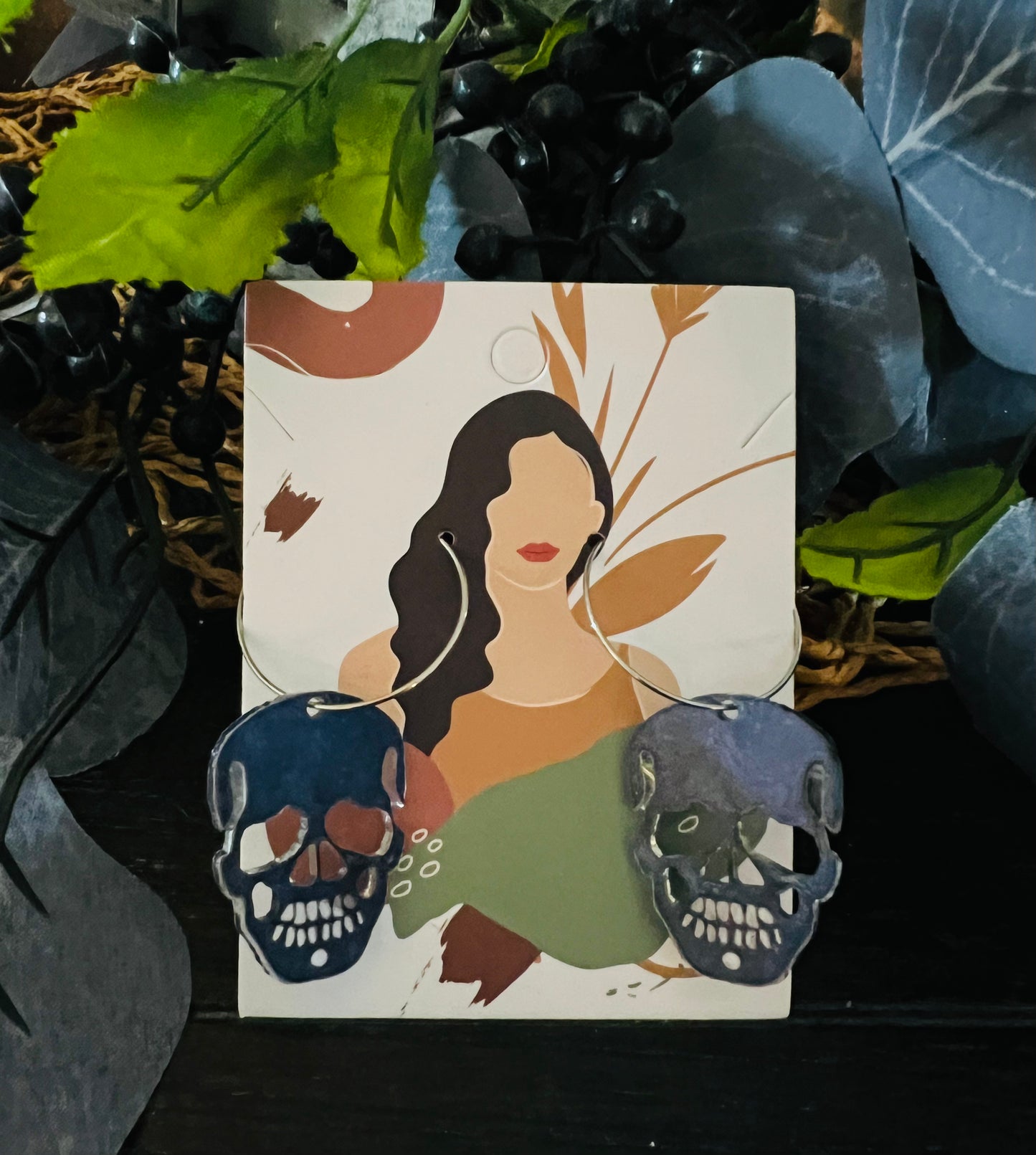 Blue Skeleton Earrings